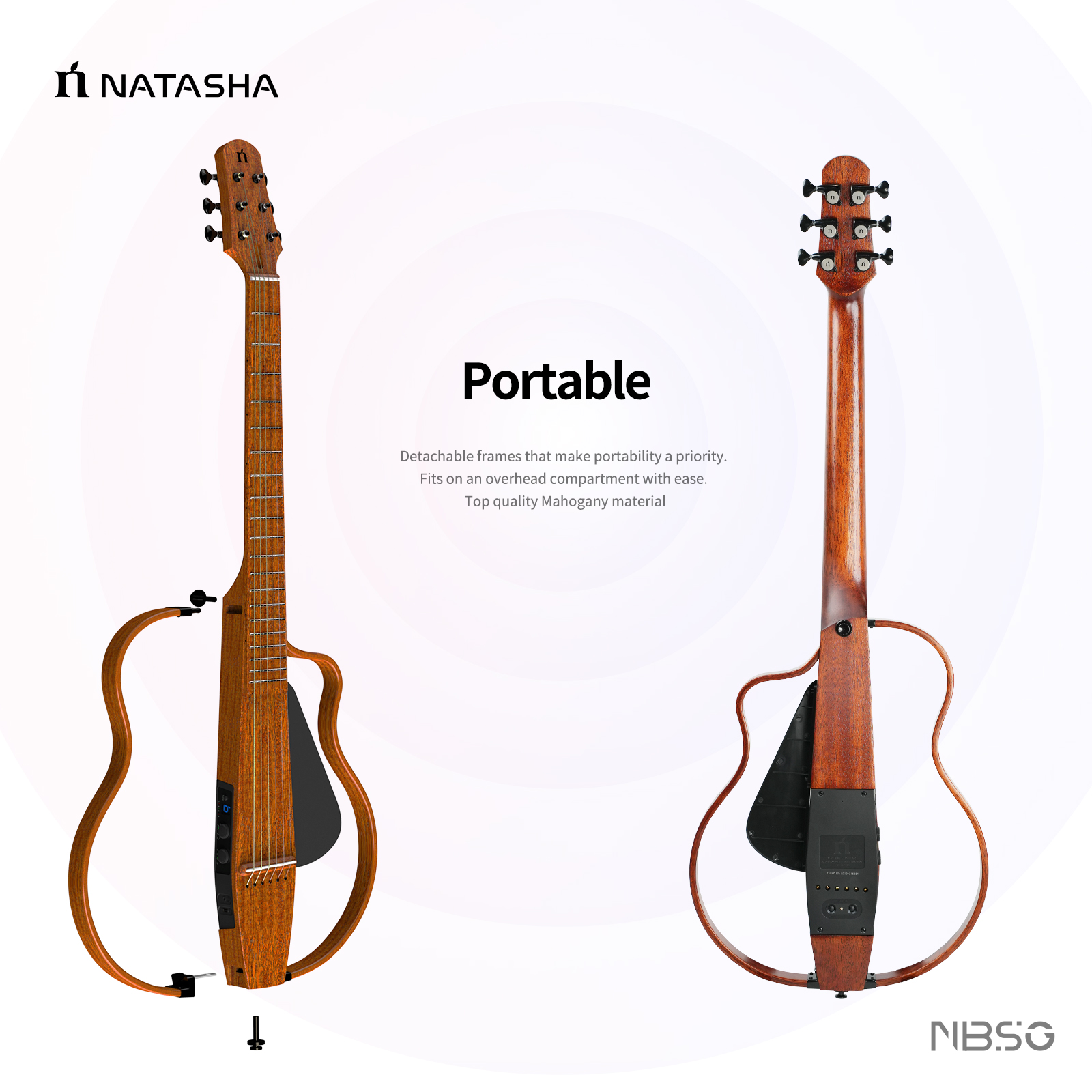 NBSG Smart/Silent Nylon Guitar - Bamboo Black