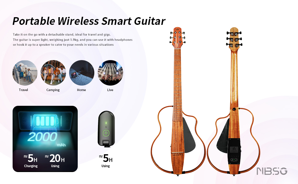 NBSG Smart/Silent Nylon Guitar - Bamboo Black