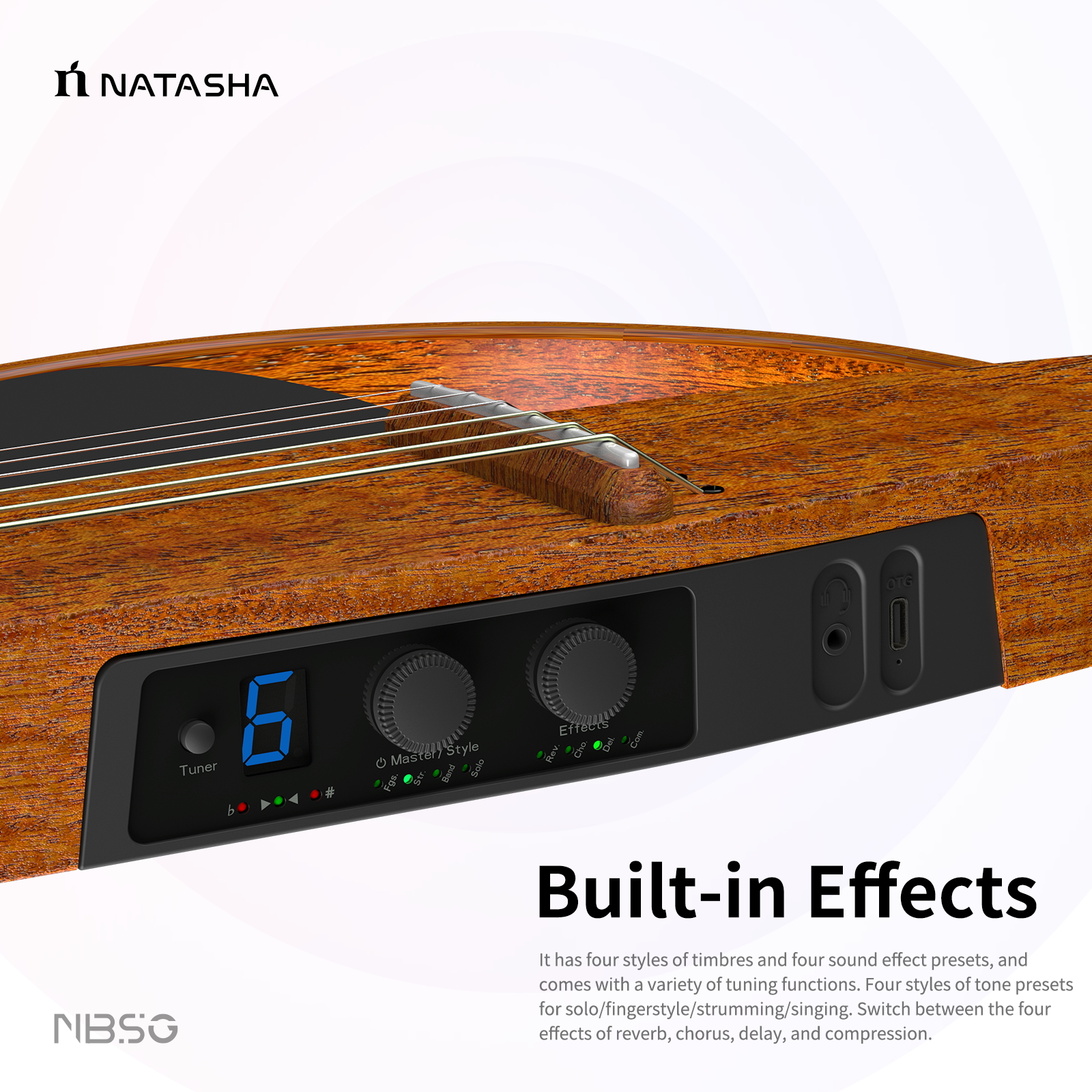 NBSG Smart/Silent Nylon Guitar - Bamboo Black