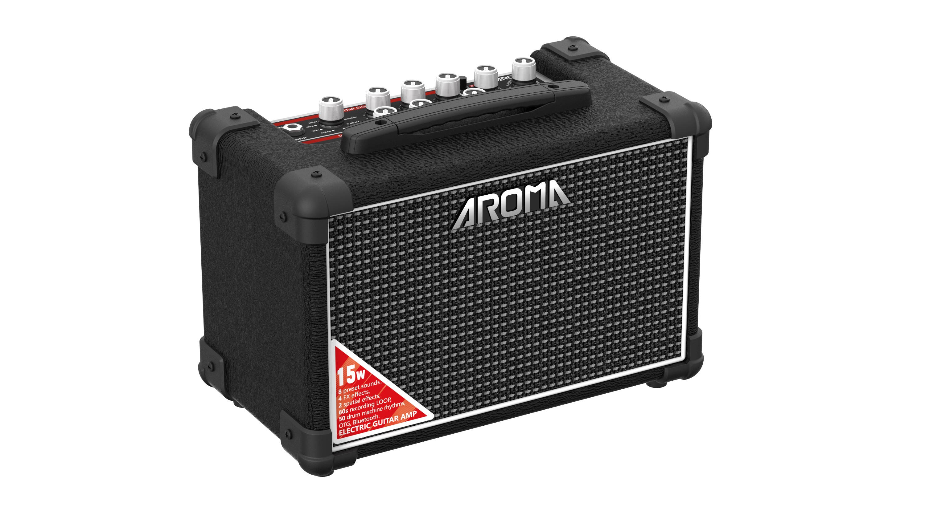 Aroma TM-15S Akku E-Gitarrenamp 15W mit Fußpedal