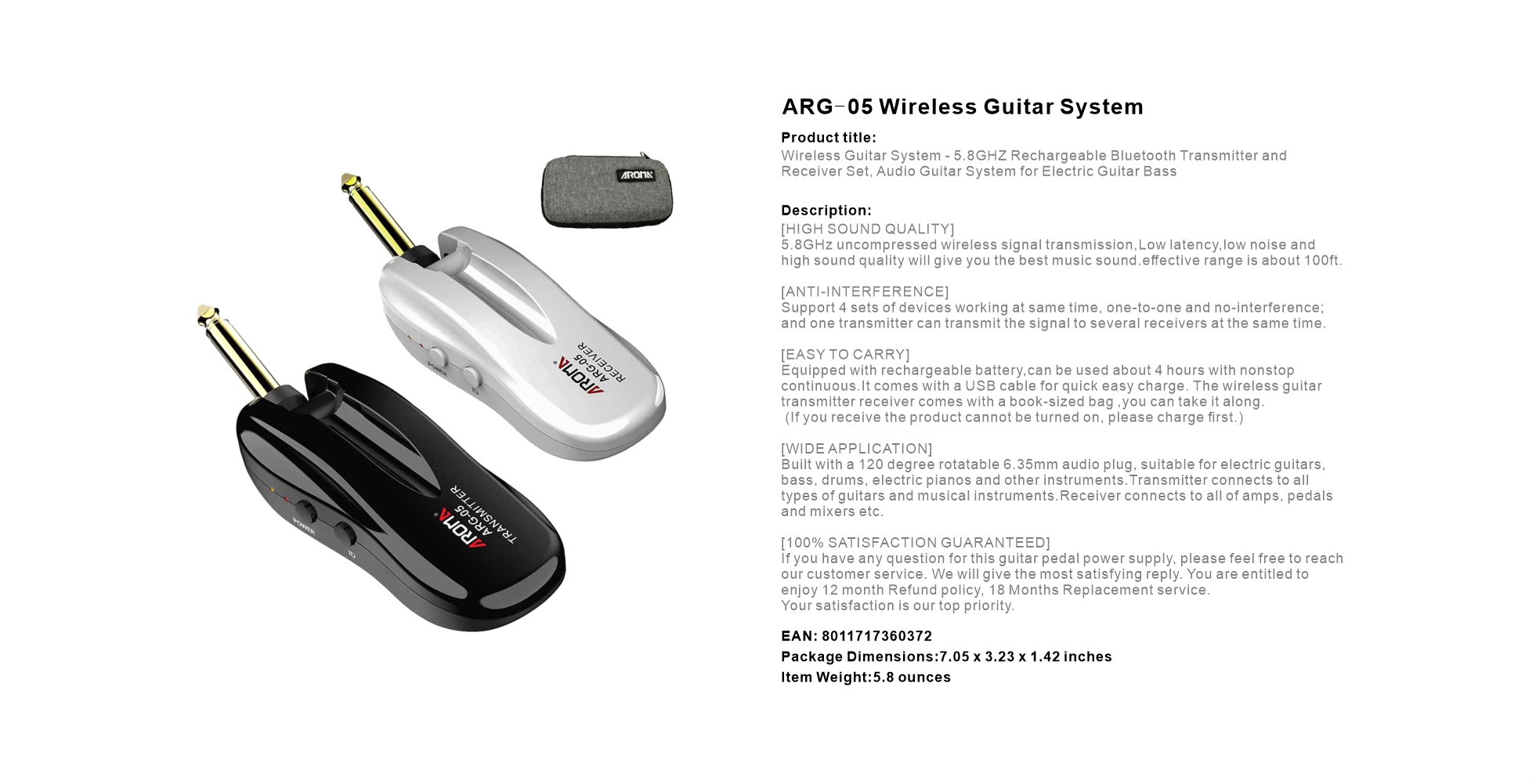 Aroma ARG-05 wireless Guitar system 