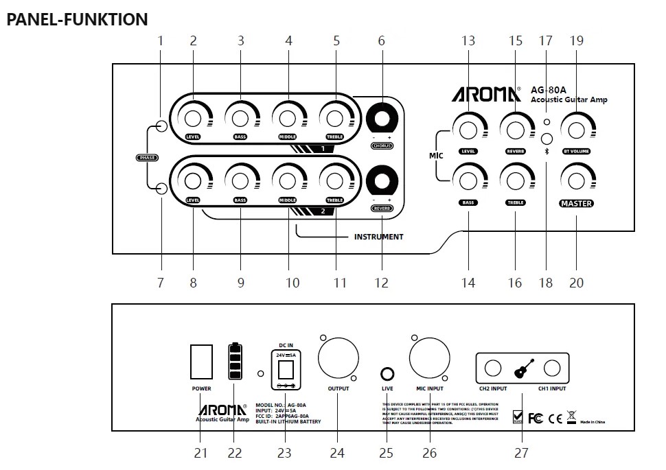 Aroma A80 mobiler Premium Akustikverstärker, schwarz