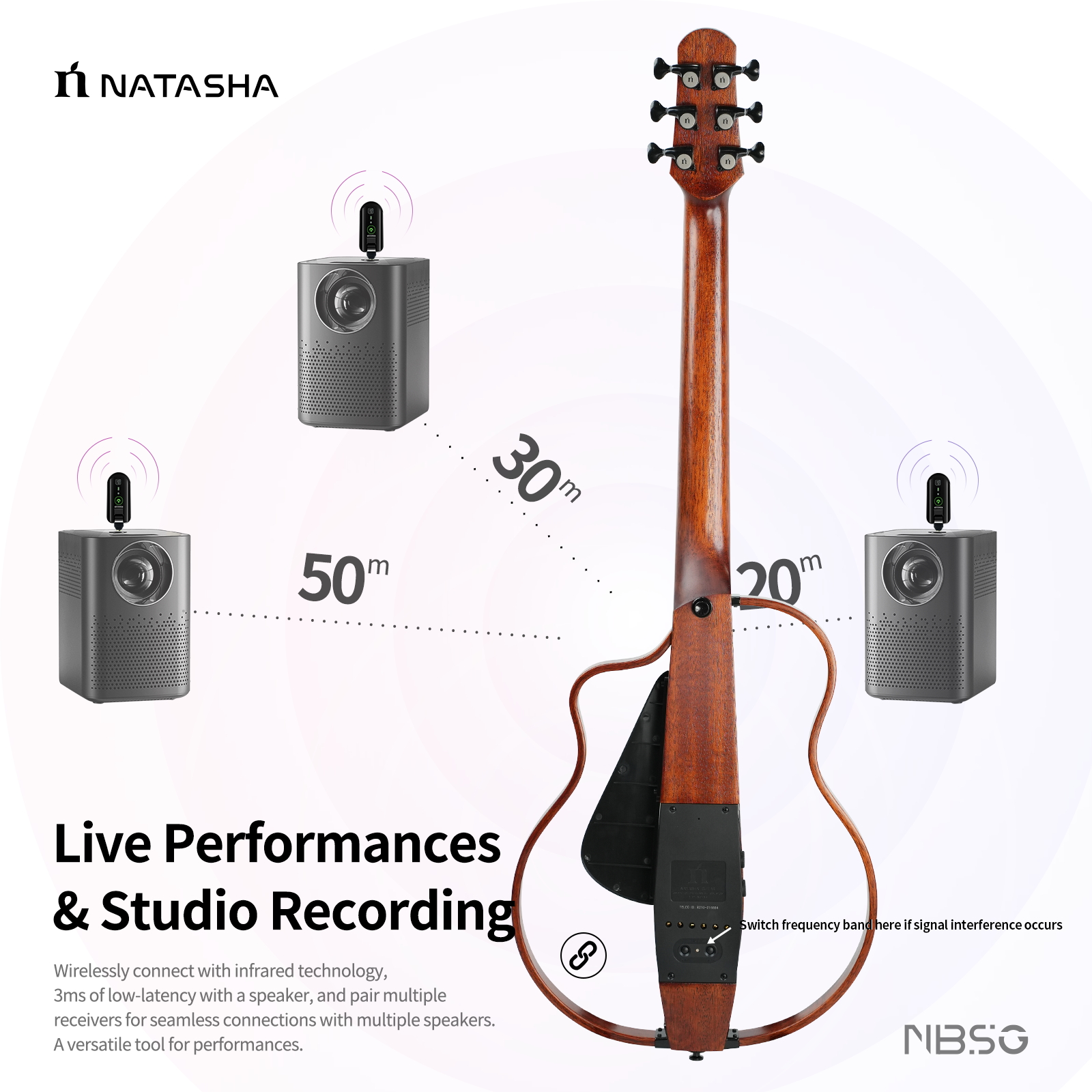 NBSG Smart/Silent Nylon Guitar - Bamboo Black