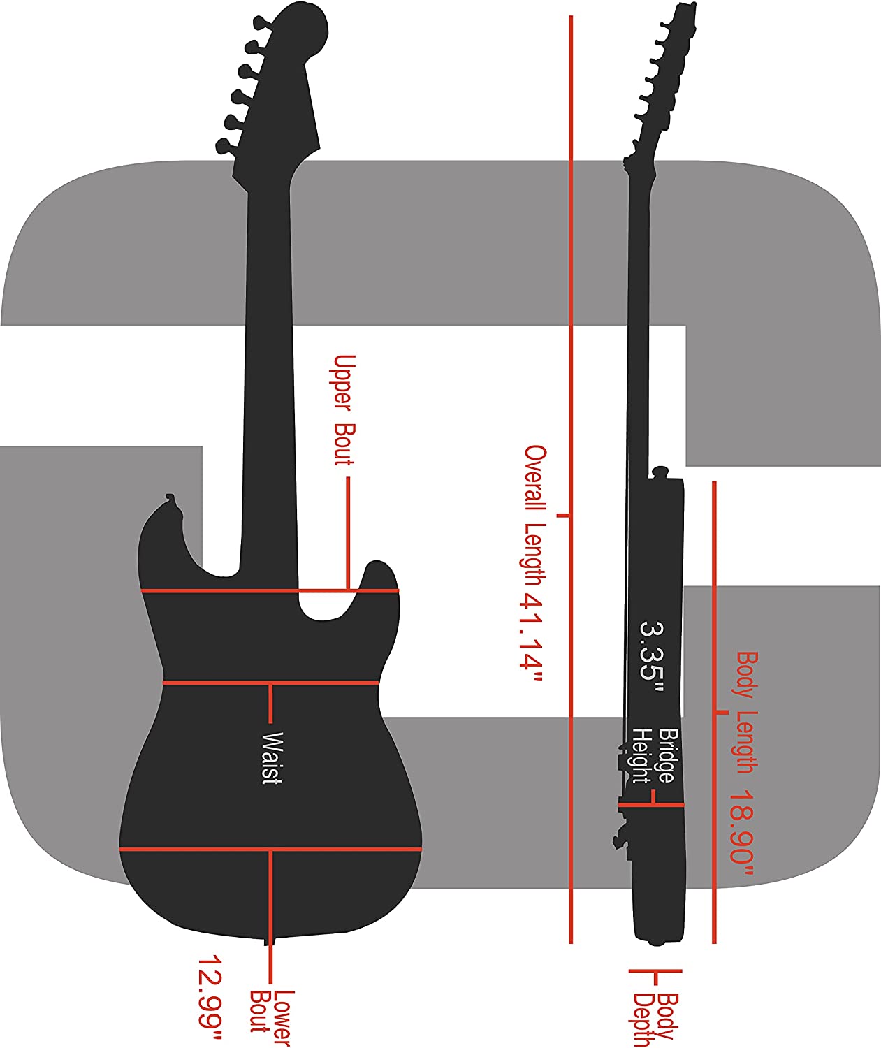 Crossrock CRW600EBK Holzkoffer E-Gitarre, schwarz, rechteckig