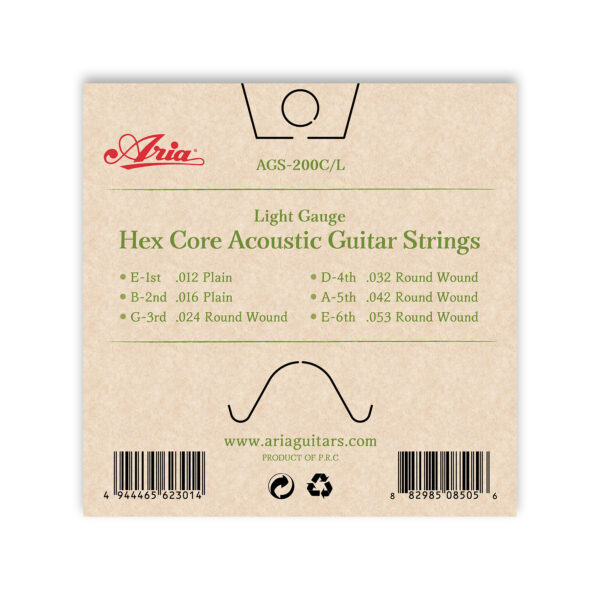 Aria Akustikgitarren Saiten AGS-200C/L, light gauge  - coated