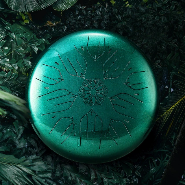 U-Turn EQ 432Hz Wood & Steel Tongue Drum 12" 10 Töne - Jewel Green