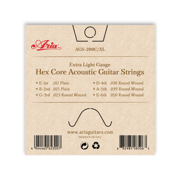 Aria Akustikgitarren Saiten AGS-200C/XL, extra light gauge  - coated